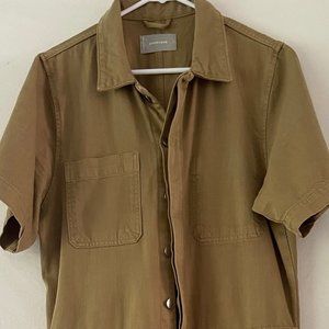 Khaki Everlane jumpsuit/coveralls